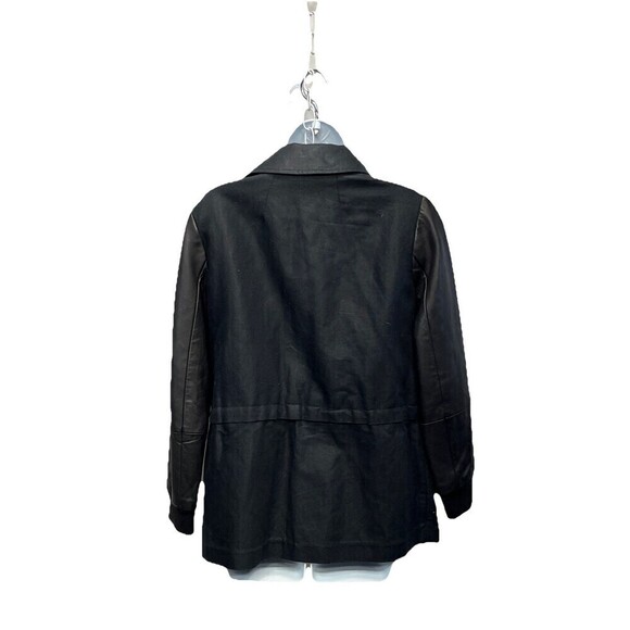 Club Monaco Black Lamb Leather Canvas Cargo Utility Jacket Size S Pockets zip - Picture 2 of 11